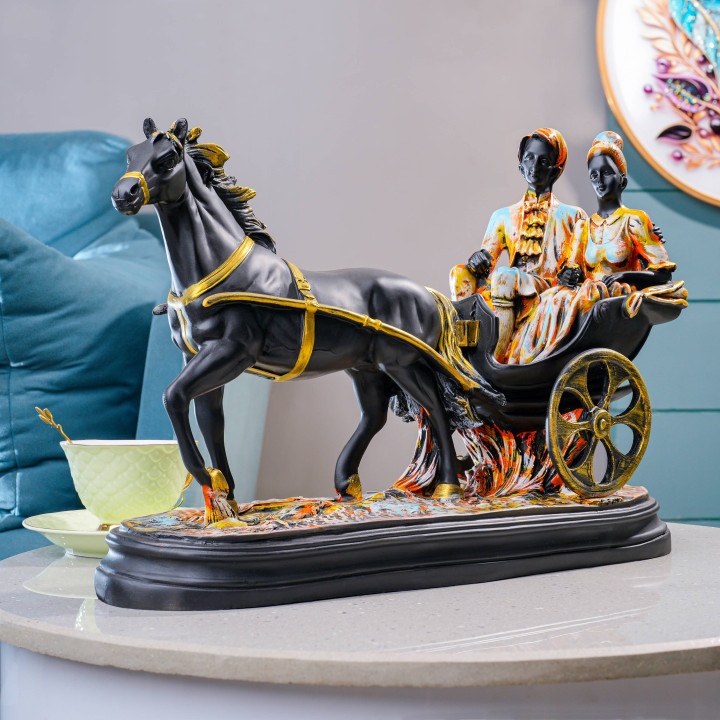 Horse Carriage Couple Showpiece | Home & Office Decor | Gift for Wedding & Housewarming